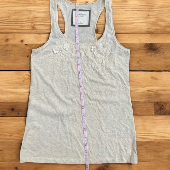 Abercrombie & Fitch Women's Light Gray Racerback Tank Top Floral XS Y2K Vintage - Picture 3 of 7